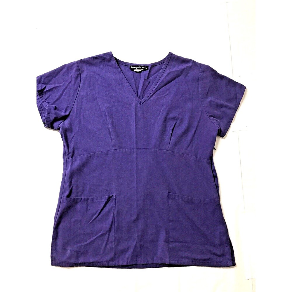 Los Angeles Rose Women’s V Neck Scrub Top Size M Purple
